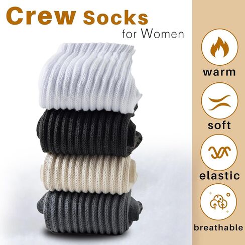 VoJoPi Women's Scrunch Crew Socks, 3 Pairs Cozy Retro Thick Slouchy Socks for Boots, Warm Winter Thermal Gift Set, US 5-11 in Saudi Arabia