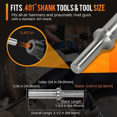 مجموعة برشام A1620 F/ 3/16in - لقمة برشام مطرقة هوائية .401 مجموعة أدوات برشام صلبة للساق تناسب رأس نحاس، صلبة، عالمية، مسامير ألومنيوم وقبة، أداة مسامير رأس نحاس in Kuwait