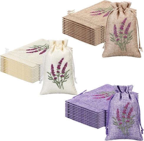 Sunnymove 30 Pcs Embroidered Lavender Sachet Bags 5.7 x 4.1 Inches Sachet Empty Bags Small Drawstring Lavender Jute Pouch for Spice Jewelry Wedding Favor Bag Car Decorations in Saudi Arabia