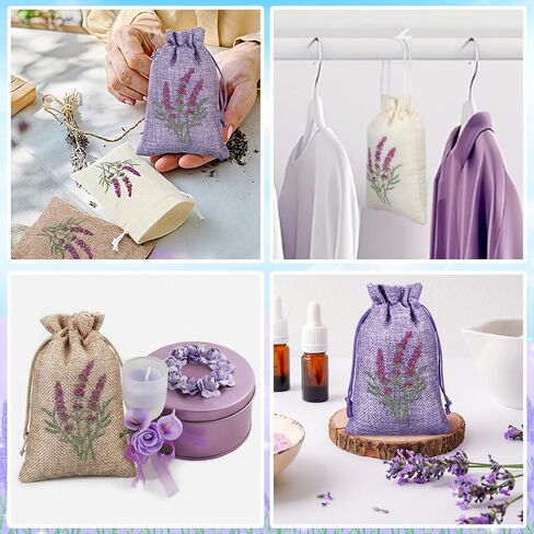 Sunnymove 30 Pcs Embroidered Lavender Sachet Bags 5.7 x 4.1 Inches Sachet Empty Bags Small Drawstring Lavender Jute Pouch for Spice Jewelry Wedding Favor Bag Car Decorations in Saudi Arabia