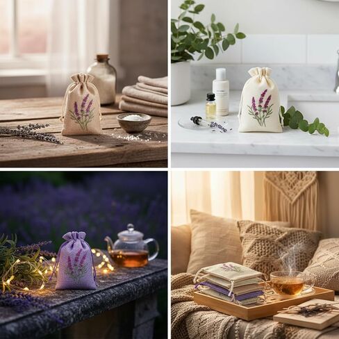 Sunnymove 30 Pcs Embroidered Lavender Sachet Bags 5.7 x 4.1 Inches Sachet Empty Bags Small Drawstring Lavender Jute Pouch for Spice Jewelry Wedding Favor Bag Car Decorations in Saudi Arabia