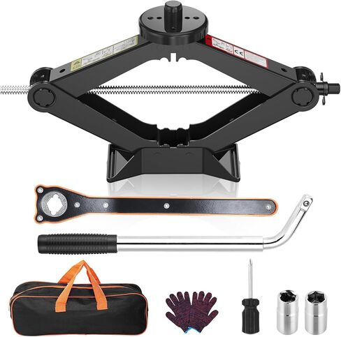 Car Jack Kit Scissor Jack for Tesla Model Y/3/S/X, Sedan,Coupe,SUV,MPV Tire Jack Tool Kit Upgrade 3 in 1 Universal Car Emergency Kit with Tesla Jack Pad,Lug Wrench Tire Changing Kit (Black) in Saudi Arabia