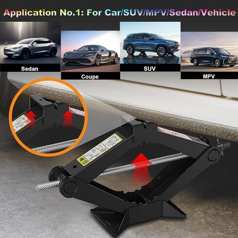 Car Jack Kit Scissor Jack for Tesla Model Y/3/S/X, Sedan,Coupe,SUV,MPV Tire Jack Tool Kit Upgrade 3 in 1 Universal Car Emergency Kit with Tesla Jack Pad,Lug Wrench Tire Changing Kit (Black) in Saudi Arabia