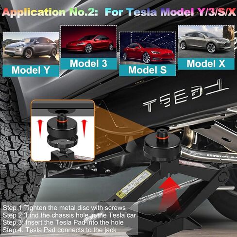 Car Jack Kit Scissor Jack for Tesla Model Y/3/S/X, Sedan,Coupe,SUV,MPV Tire Jack Tool Kit Upgrade 3 in 1 Universal Car Emergency Kit with Tesla Jack Pad,Lug Wrench Tire Changing Kit (Black) in Saudi Arabia