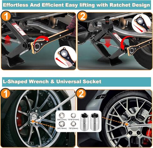 Car Jack Kit Scissor Jack for Tesla Model Y/3/S/X, Sedan,Coupe,SUV,MPV Tire Jack Tool Kit Upgrade 3 in 1 Universal Car Emergency Kit with Tesla Jack Pad,Lug Wrench Tire Changing Kit (Black) in Saudi Arabia