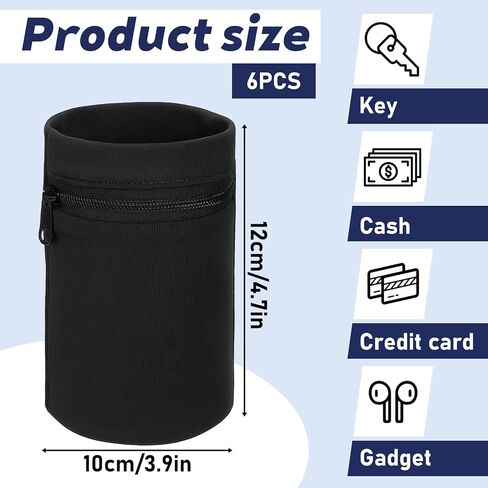 6 قطع من محفظة المعصم، محفظة معصم للرجال، سوار معصم مرن يمكن ارتداؤه مع جيب بسحاب، أساور معصم خفيفة للجري لتخزين العناصر أثناء ممارسة الرياضة والسفر والأنشطة الخارجية - طرازان in Kuwait