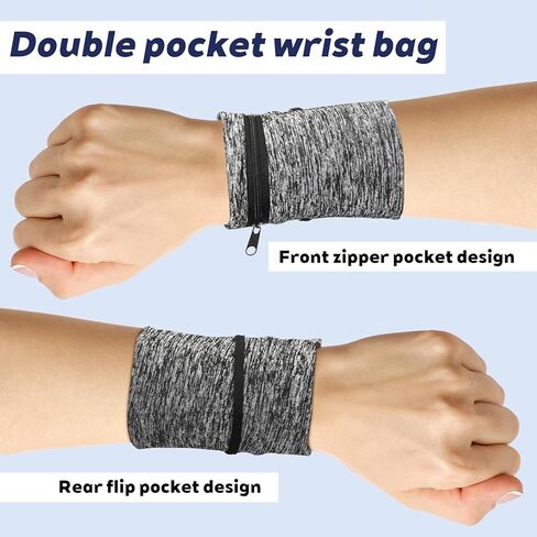 6 قطع من محفظة المعصم، محفظة معصم للرجال، سوار معصم مرن يمكن ارتداؤه مع جيب بسحاب، أساور معصم خفيفة للجري لتخزين العناصر أثناء ممارسة الرياضة والسفر والأنشطة الخارجية - طرازان in Kuwait