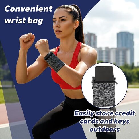 6 قطع من محفظة المعصم، محفظة معصم للرجال، سوار معصم مرن يمكن ارتداؤه مع جيب بسحاب، أساور معصم خفيفة للجري لتخزين العناصر أثناء ممارسة الرياضة والسفر والأنشطة الخارجية - طرازان in Kuwait