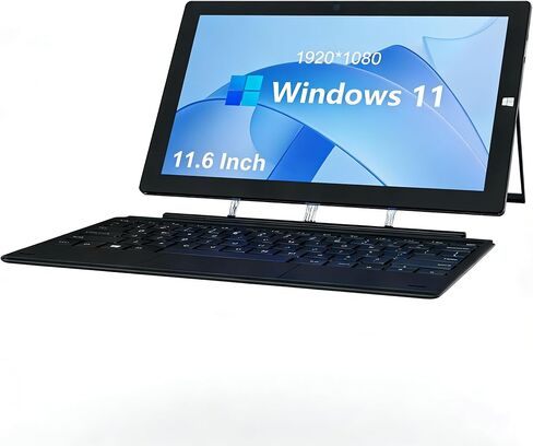 لابتوب زاوفيبو 11.6 انش، تابلت ويندوز 10 هوم 6+128GB، لابتوب 2 في 1 بشاشة لمس 1920×1080 FHD بشاشة كبيرة 1920×1080 يأتي مع دعامة وكيبورد قوي 5000mAh - اسود in Saudi Arabia