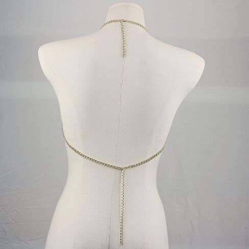 CHRAN Multi-Layer Body Chain Necklace, Gold Metal Chain Halter Top Jewelry, Sexy Chest Chain Accessory for Women in Saudi Arabia