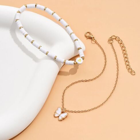 Elegant Double-Layer Foot Chain with Heart and Butterfly Pendants in Saudi Arabia