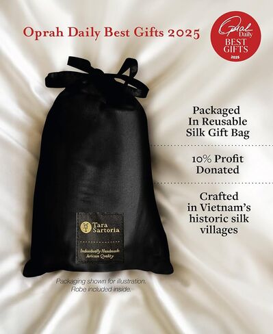 رداء تارا سارتوريا الحريري الفاخر للنساء، قابل للغسل، بطول الركبة، جاكار، XS-4XL، Oprah Daily 2025 in Kuwait