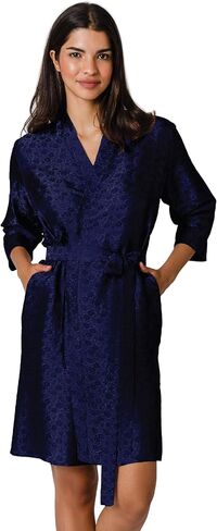 رداء تارا سارتوريا الحريري الفاخر للنساء، قابل للغسل، بطول الركبة، جاكار، XS-4XL، Oprah Daily 2025 in Kuwait