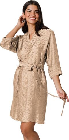 رداء تارا سارتوريا الحريري الفاخر للنساء، قابل للغسل، بطول الركبة، جاكار، XS-4XL، Oprah Daily 2025 in Kuwait