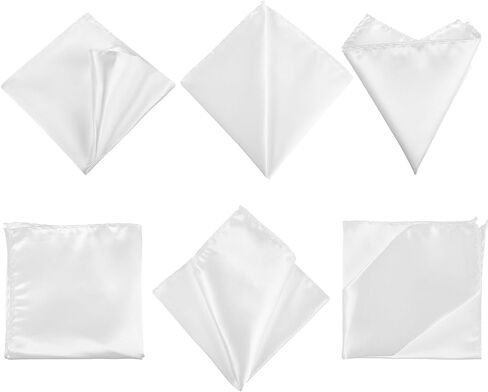 6 PCS White Suit Pocket Squares For Men, Satin-Finish Mens Pocket Square for Formal Suit Pockets Squares for Men and Wedding Accessories in Saudi Arabia