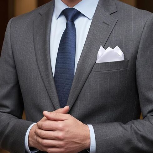 6 PCS White Suit Pocket Squares For Men, Satin-Finish Mens Pocket Square for Formal Suit Pockets Squares for Men and Wedding Accessories in Saudi Arabia