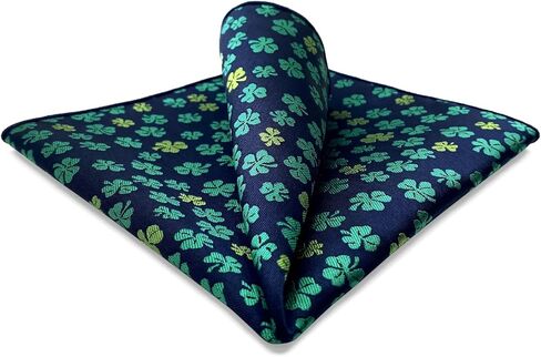 SHLAX&WING Clover Mens Pocket Square for Wedding Party Blue Green Handkerchief in Saudi Arabia
