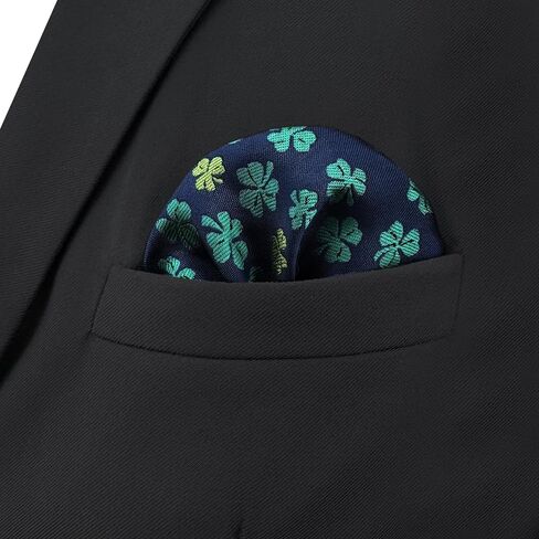 SHLAX&WING Clover Mens Pocket Square for Wedding Party Blue Green Handkerchief in Saudi Arabia