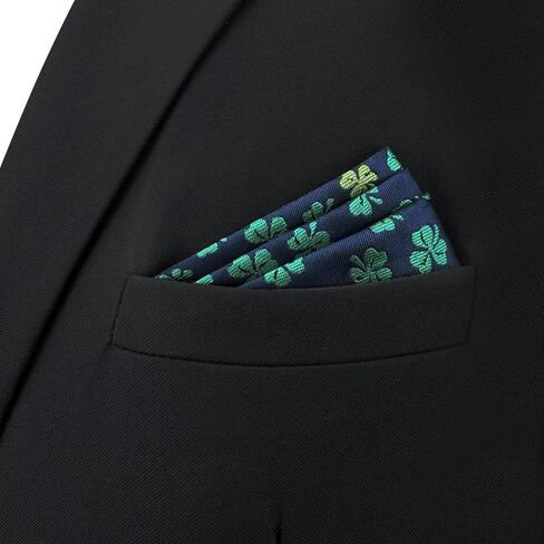 SHLAX&WING Clover Mens Pocket Square for Wedding Party Blue Green Handkerchief in Saudi Arabia