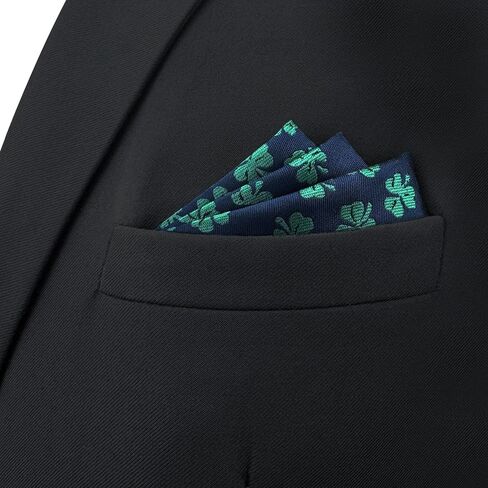 SHLAX&WING Clover Mens Pocket Square for Wedding Party Blue Green Handkerchief in Saudi Arabia
