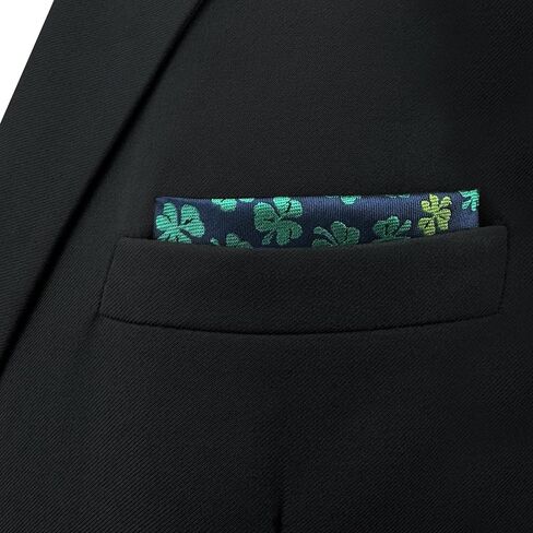SHLAX&WING Clover Mens Pocket Square for Wedding Party Blue Green Handkerchief in Saudi Arabia