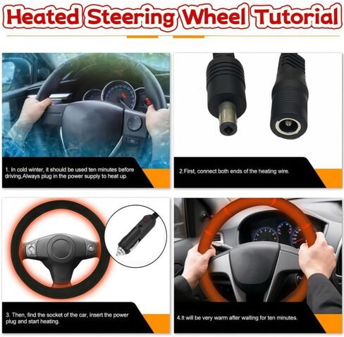 Heated Steering Wheel Cover Universal 12V Steering Wheel Warmer 14.5-15.5 Inch Heated Auto Steering Wheel Protector Cover for Cars Trucks Vans (black2) in Saudi Arabia