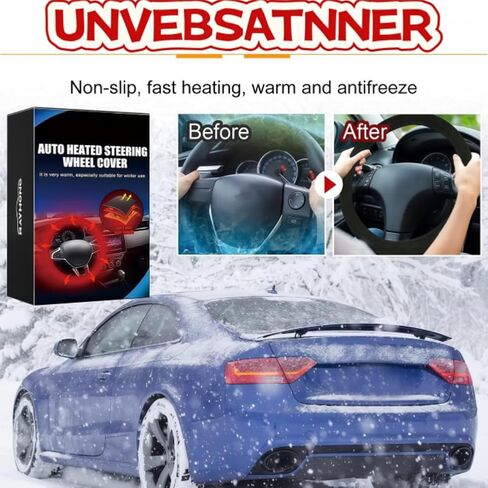 Heated Steering Wheel Cover Universal 12V Steering Wheel Warmer 14.5-15.5 Inch Heated Auto Steering Wheel Protector Cover for Cars Trucks Vans (black2) in Saudi Arabia