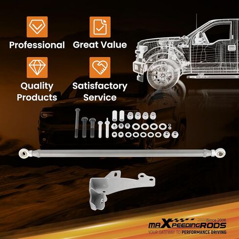 maXpeedingrods 0-4" Lift Front Track Bar for Dodge Ram 1500 2500 3500 4WD 1994-2002, Adjustable Track Rod with Relocation Bracket, Gray in Kuwait