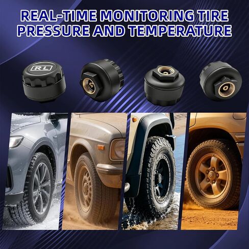 نظام مراقبة ضغط الإطارات، TPMS مع 4 أجهزة استشعار خارجية و6 أوضاع إنذار، 0-99 رطل لكل بوصة مربعة TPMS لاسلكي في الوقت الحقيقي، شحن بالطاقة الشمسية وUSB لسيارة سيدان SUV بيك اب MPV مع 4 أغطية صمام الإطارات in Kuwait
