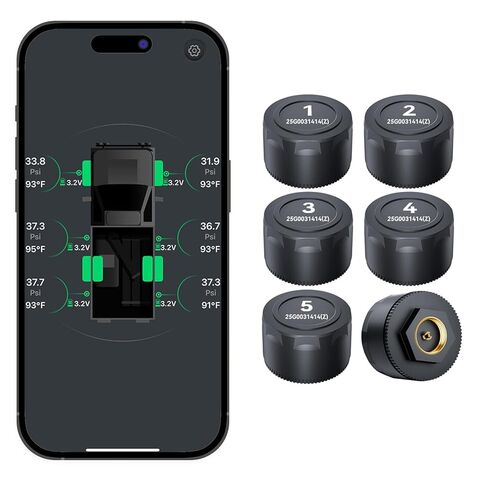 B-Qtech Tire Pressure Monitoring System with 6 External Sensors, Wireless TPMS for Car Truck RV Motorcycle, 6 Alert Modes Support iOS & Android, Real-time Display Pressure/Temp in Saudi Arabia