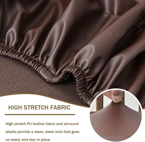Bar Stool Covers Round Set of 2, Waterproof PU Seat Covers with Elastic Bands, Chair Covers Washable Cushion Slipcover for 16-18 Inch Round Stools Coffee in Saudi Arabia