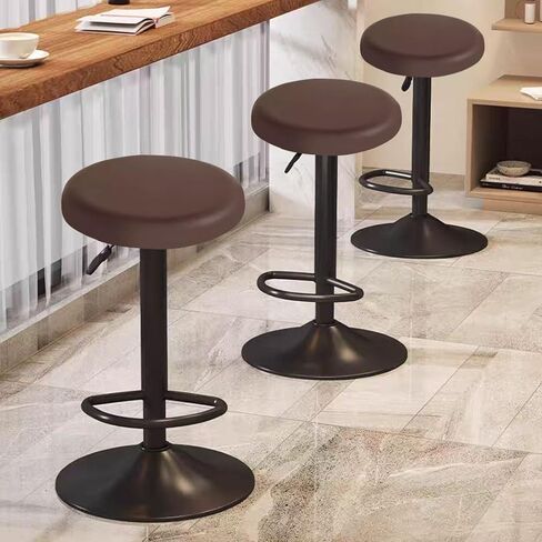 Bar Stool Covers Round Set of 2, Waterproof PU Seat Covers with Elastic Bands, Chair Covers Washable Cushion Slipcover for 16-18 Inch Round Stools Coffee in Saudi Arabia