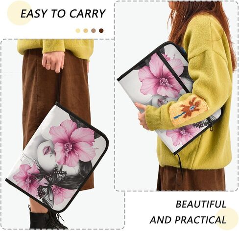 Woman Flower Art Expandable Filing Folder, 13-Pocket Cute Design with Sticky Labels, A4 Letter Size Document Organizer for Office, School, Boys, Girls in Saudi Arabia