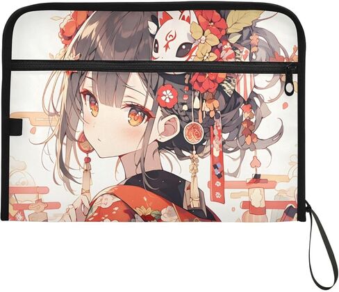 Expanding Filing Folder, Anime Woman Funny 13 Pockets Expandable File Folders with Sticky Labels, A4 Letter Size Paper Document Organizer for Office School Boys in Saudi Arabia