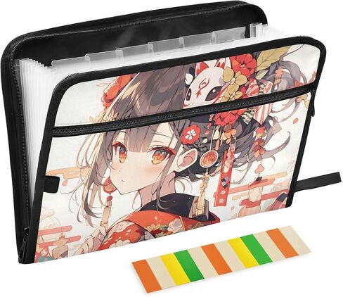 Expanding Filing Folder, Anime Woman Funny 13 Pockets Expandable File Folders with Sticky Labels, A4 Letter Size Paper Document Organizer for Office School Boys in Saudi Arabia
