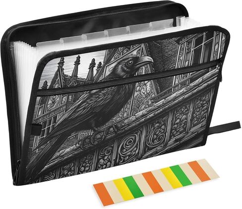 توسيع مجلد الملفات الحجم القانوني منظم ملفات المستندات الأكورديون 13 جيوب مع طباعة منزل الغراب القوطي in Kuwait