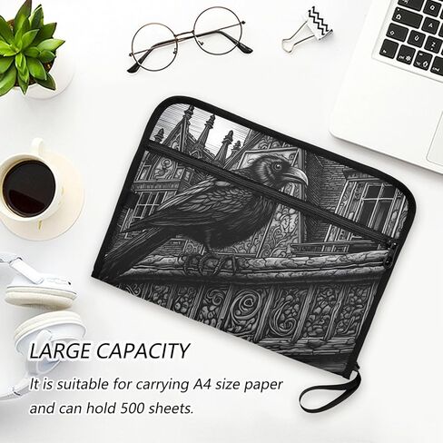 توسيع مجلد الملفات الحجم القانوني منظم ملفات المستندات الأكورديون 13 جيوب مع طباعة منزل الغراب القوطي in Kuwait