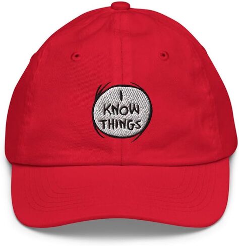 Dr. Seuss The Cat in The Hat I Know Things Youth Baseball Hat, Unisex Adjustable Ball Cap - Officially Licensed Red in Saudi Arabia
