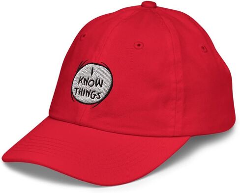Dr. Seuss The Cat in The Hat I Know Things Youth Baseball Hat, Unisex Adjustable Ball Cap - Officially Licensed Red in Saudi Arabia