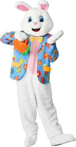 Easter Bunny Costume Adult Rabbit Mascot Suit 6PCS Deluxe Plus Size Bunnies Onesie Outfit Carrot Bag for Men Women in Saudi Arabia