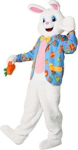 Easter Bunny Costume Adult Rabbit Mascot Suit 6PCS Deluxe Plus Size Bunnies Onesie Outfit Carrot Bag for Men Women in Saudi Arabia