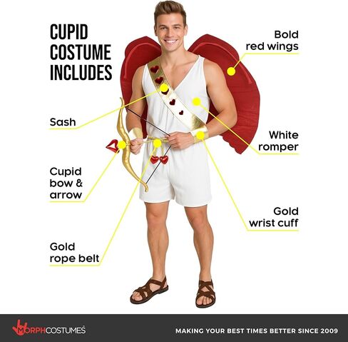 Morph Cupid Costume Men With Cupid Bow and Arrow, Bachelor and Valentines Day Costumes Men, Adult Cupids Wings in Saudi Arabia