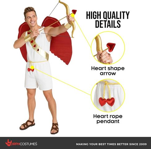 Morph Cupid Costume Men With Cupid Bow and Arrow, Bachelor and Valentines Day Costumes Men, Adult Cupids Wings in Saudi Arabia