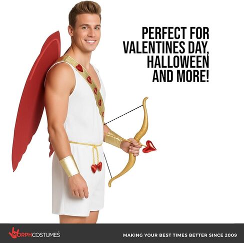 Morph Cupid Costume Men With Cupid Bow and Arrow, Bachelor and Valentines Day Costumes Men, Adult Cupids Wings in Saudi Arabia