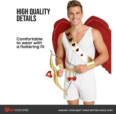 Morph Cupid Costume Men With Cupid Bow and Arrow, Bachelor and Valentines Day Costumes Men, Adult Cupids Wings in Saudi Arabia