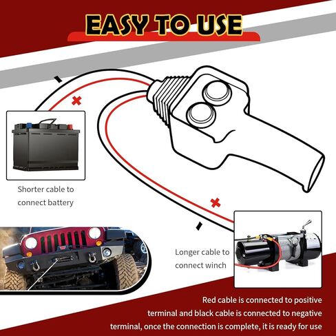 Winch Remote with Cables,Manual Push Button Winch Controller with Large Load Capacity for 1500lbs-5000lbs,Universal Winches Switch Assembly Car Accessories for 12V/24V/48V in Saudi Arabia