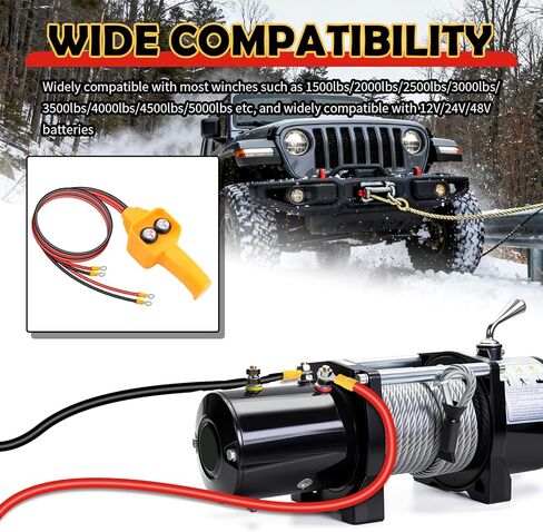 Winch Remote with Cables,Manual Push Button Winch Controller with Large Load Capacity for 1500lbs-5000lbs,Universal Winches Switch Assembly Car Accessories for 12V/24V/48V in Saudi Arabia