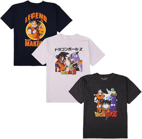 تي شيرت Dragon Ball Z Legend in The Make Youth مكون من 3 تي شيرتات بأكمام قصيرة ورقبة دائرية متعددة الألوان in Saudi Arabia