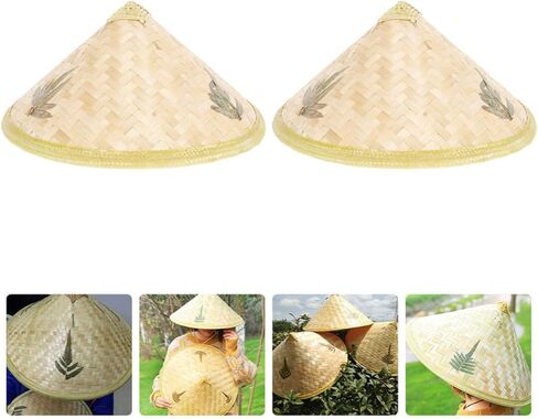 2Pcs Braided Straw Hats for Outdoor Use Brim Sun Blocking Caps Farmer Hats for Rain Protection for Garden Decor in Saudi Arabia