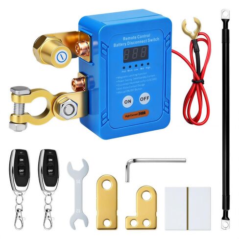 ‌Remote Battery Disconnect Switch with LED Display Anti Theft Kill Switch for Car, Truck, RV, ATV, Boat, Complete Kit All Accessories, Heavy-Duty Durable Material, Vehicle Battery Cut Off 12V/24V 240A in Kuwait